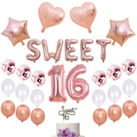 27pcsset sweet 16 party decorations rose gold balloon 32 inch number sixteen birthday decor supplies sweet 16 balloon