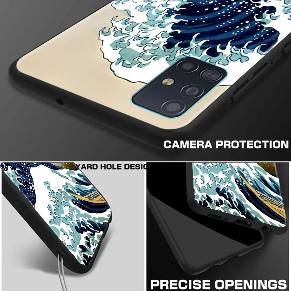 

Phone Case For Samsung Galaxy A51 A71 5G A21s A11 A31 A41 A91 A72 A12 A02s Soft Silicon coque Cover Cartoon Wave Art Japanese