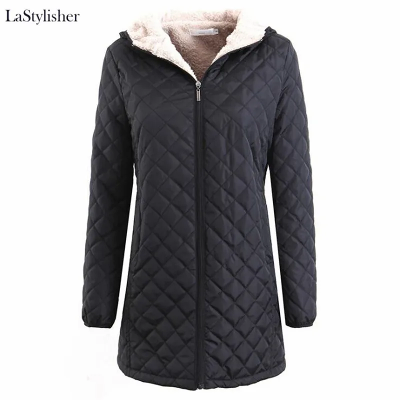 Теплая Женская куртка из берберского флиса Длинная зимняя с капюшоном пальто