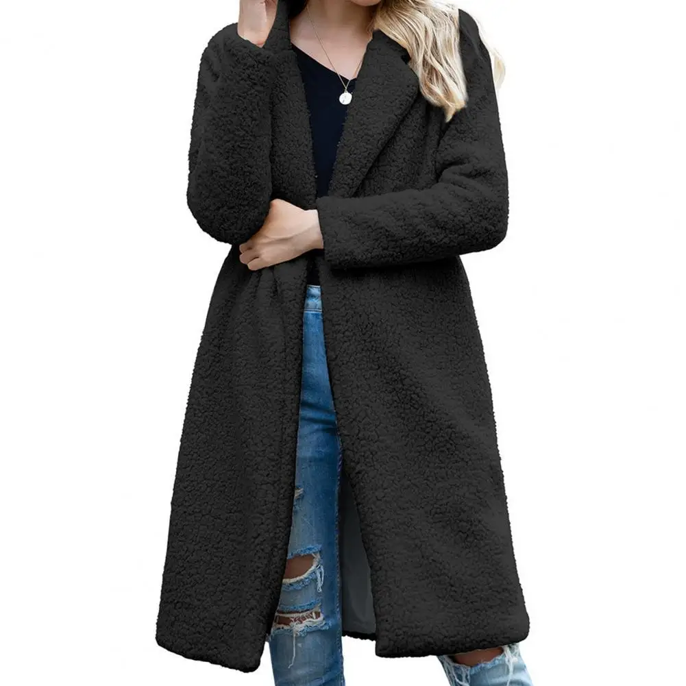 

80% HOT SALESï¼ï¼ï¼Winter Women Faux Fleece Long Sleeve Warm Coat Cardigan Knee-length Overcoat