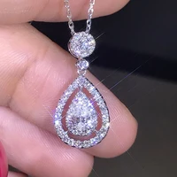 caoshi dazzling pear cubic zirconia pendant necklace for women fashionable neck jewelry high quality accessories wholesale lots
