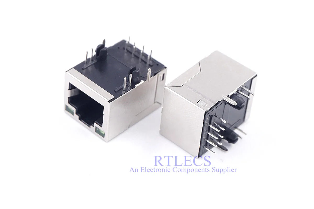 50 шт. модульный разъем боковой вход RJ45 8P8C Tab Up EMI магнитный светодиодный