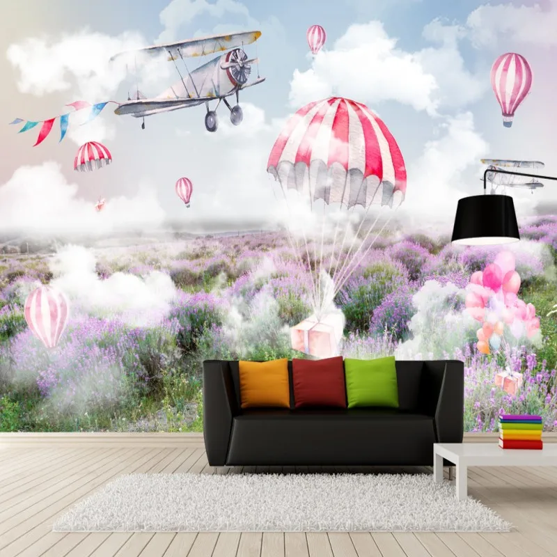 Дропшиппинг фото настенная бумага небо самолет парашют Фотофон стена гостиная