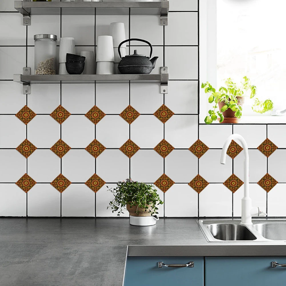 Экзотические цветочные наклейки на плитку самоклеящиеся диагональные в виде