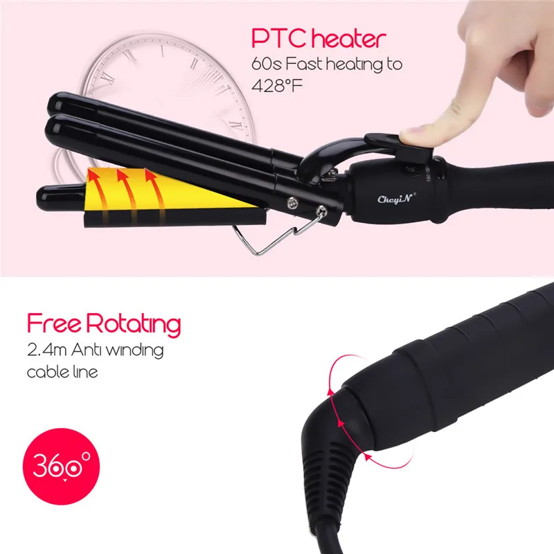 CkeyiN керамические Тройные Бочки глубокая волна щипцы для завивки волос Волнистые