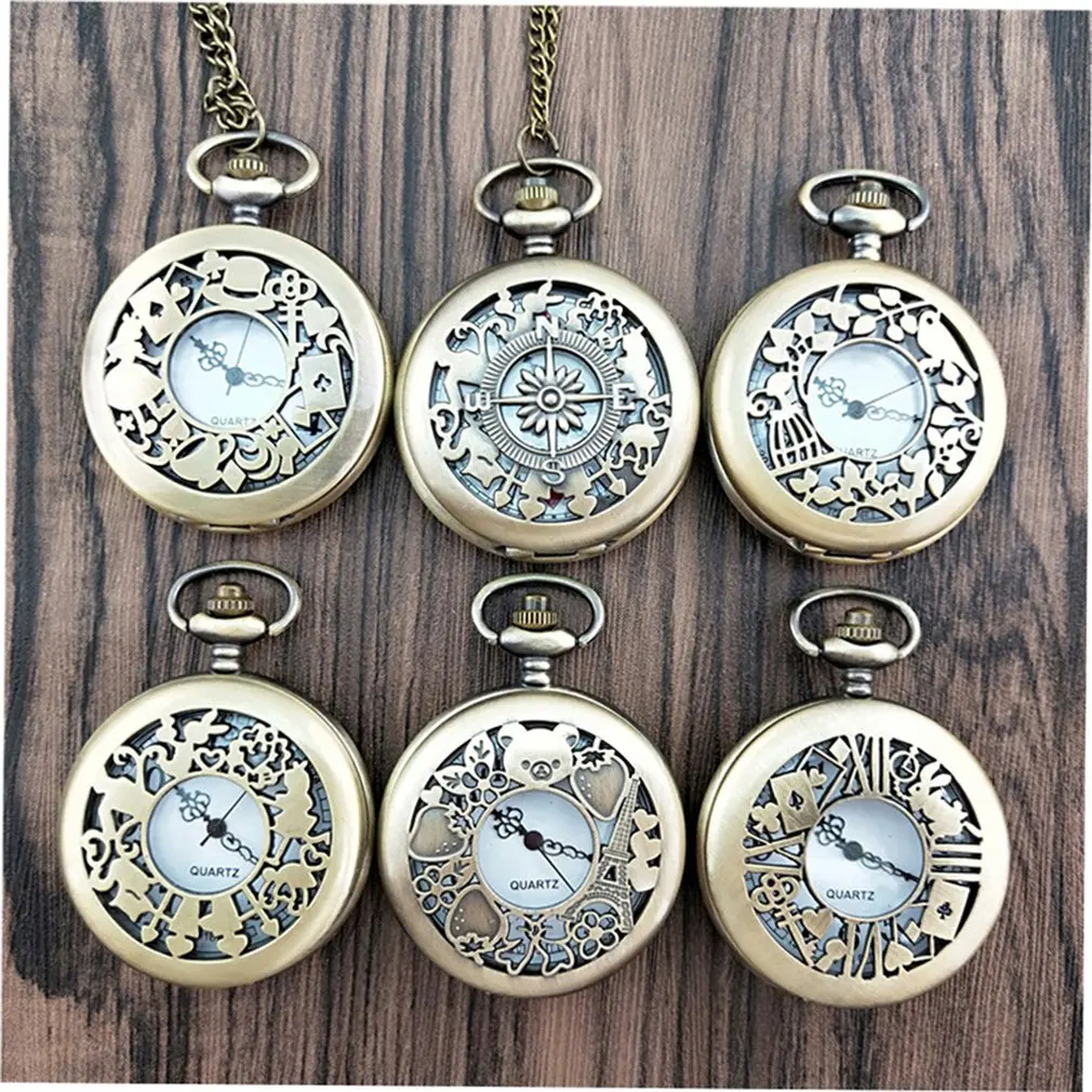 Античные медные кварцевые карманные часы в стиле стимпанк винтажные бронзовые