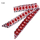 Шелковые женские шарфы 120 см * 5 см, Маленький Длинный многослойный модный роскошный фирменный шарф в полоску с надписью Love Heart, женские ленты