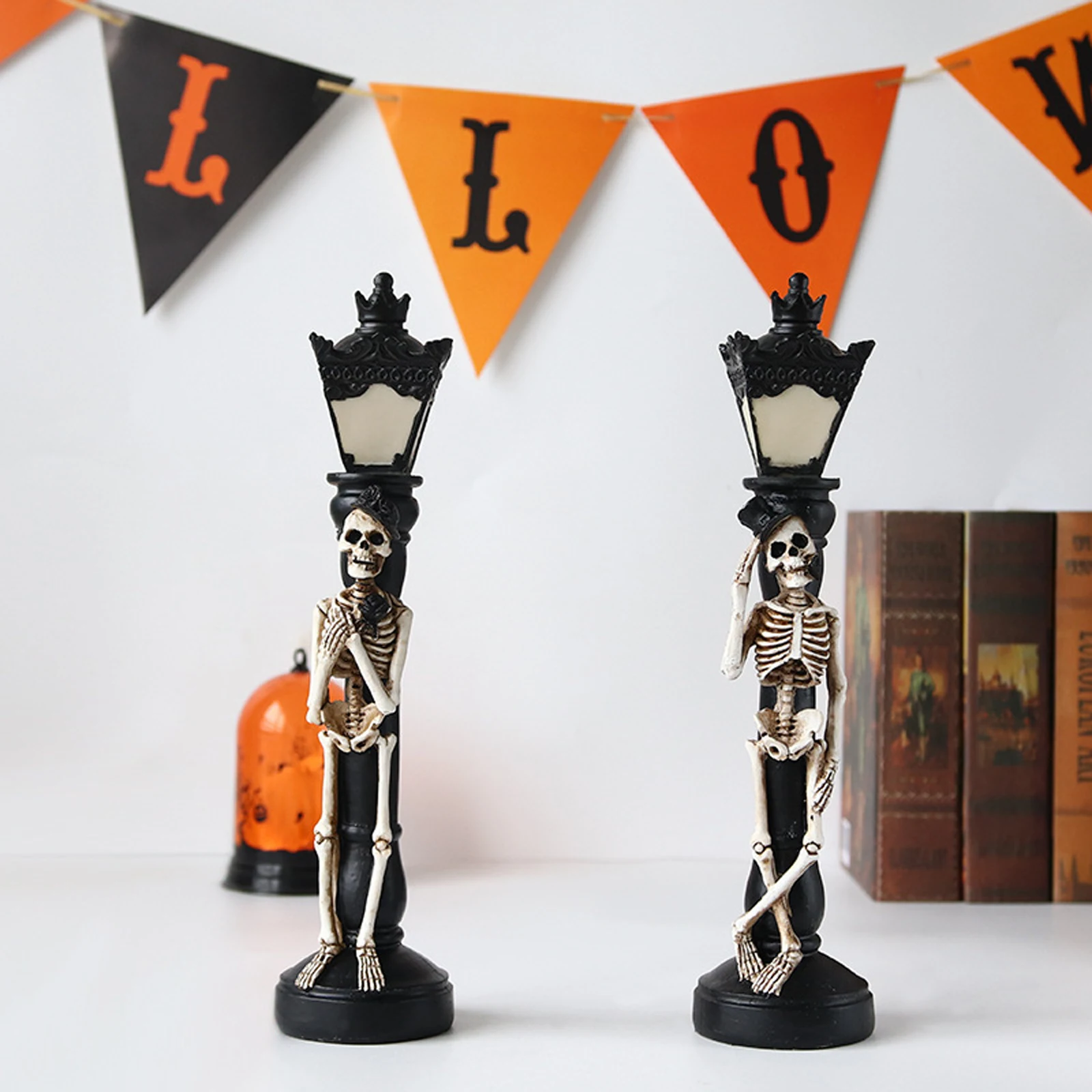 

Светодиодное освещение на Хэллоуин, украшение из смолы, дорожная лампа, скульптура в форме черепа для украшения дома