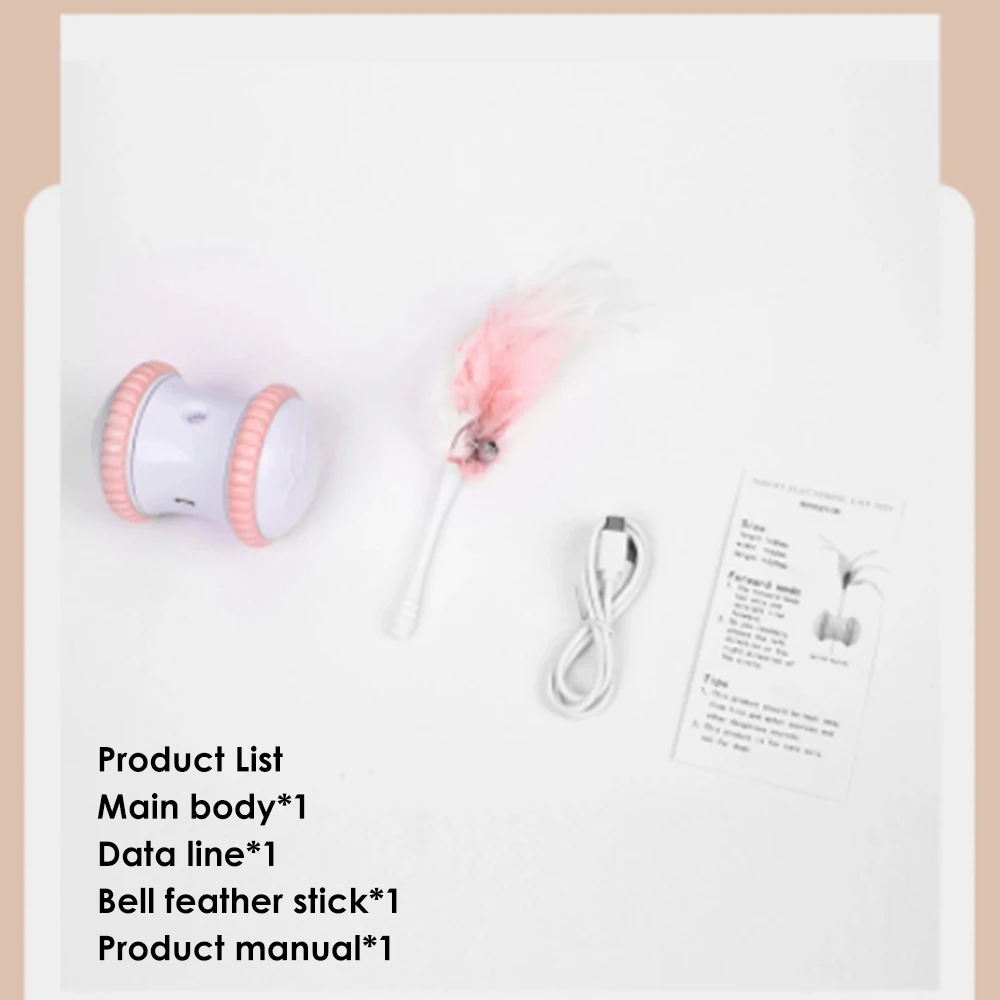 

Pet Cat Feather USB Charging Smart Electric Balance Car Funny Cat Toy Electronic Pet Cat Toy Smart Automatic Cat Teaser Playing