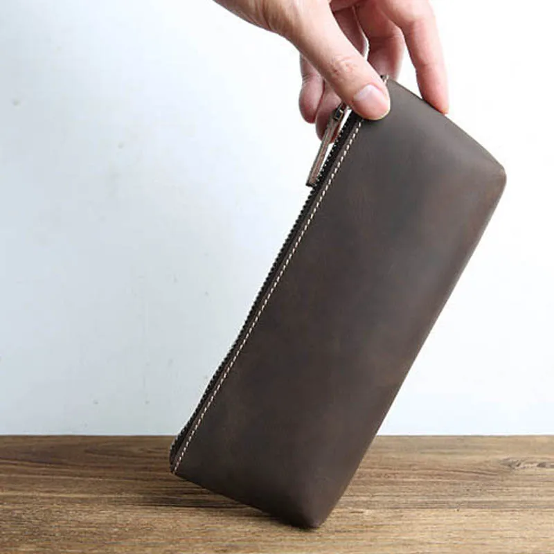 Винтажный чехол карандаш из воловьей кожи вместительная сумка натуральной на