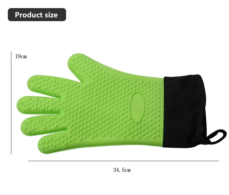 

Baking utensils heat insulation thickened silica gel high temperature anti scald five finger gloves barbecue tools