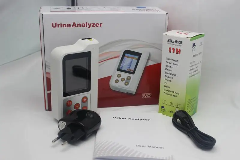 CONTEC lcd Портативный Анализатор Мочи GLU, BIL, SG, KET, BLD, PRO, URO, NIT, LEU, VC, PH, USB 11 тестовая полоса параметров BC401