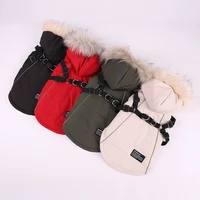 pet dog hooded jacket with harness winter warm dog clothes waterproof for small large dog coat chihuahua french bulldog clothing