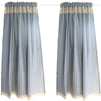 cotton linen short curtain arrow pattern half curtain lace hem coffee small dustproof curtain for cabinet door custom size