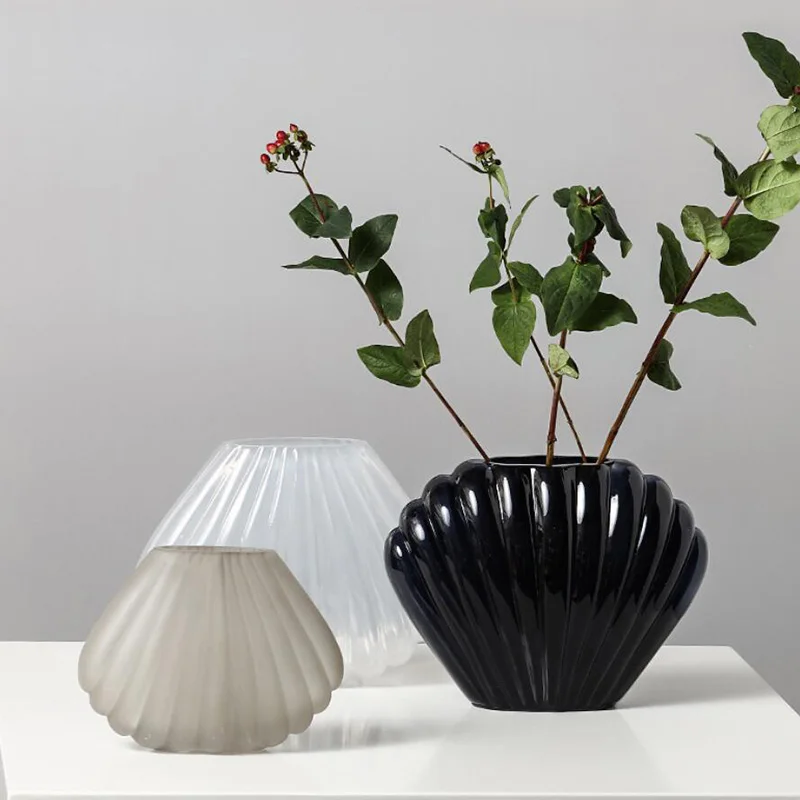 

Desktop crafts, creative home decorations, light luxury porch, transparent shell glass, dried flower vase, decoration
