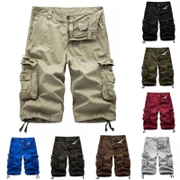 50 hot sales casual mens solid color summer multi pockets%c2%a0cargo shorts loose fifth pants