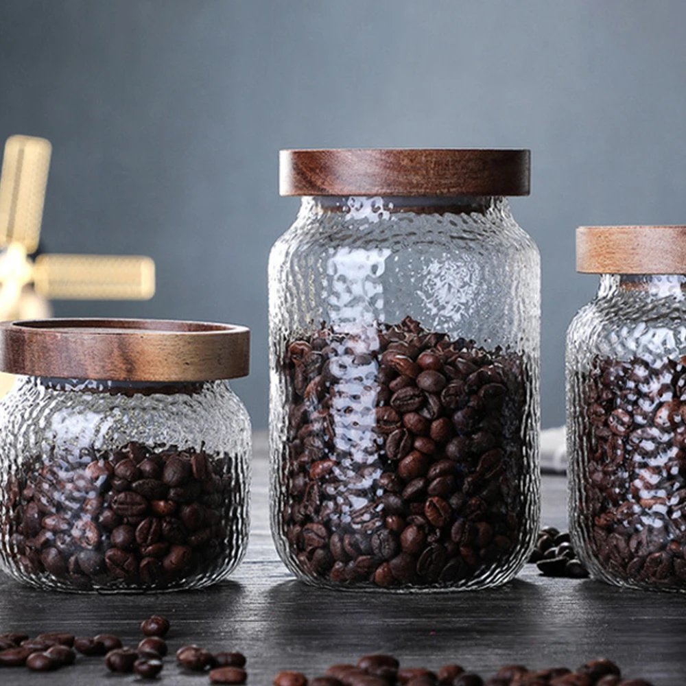 

Wooden Cover American Style Glass bottle jar Marmalade Coffee Tea Storage Candy Cookies Storage Glass Box Kitchen Decoration