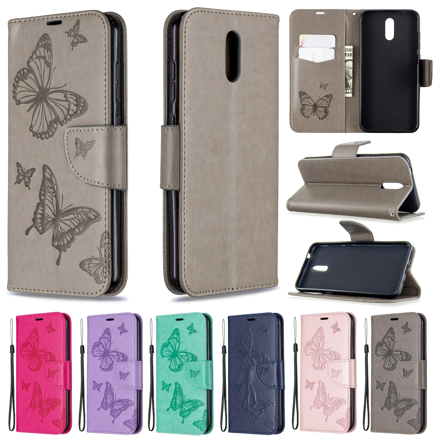 Embossing Butterfly Flip Phone Case For Nokia 2.3 /6.2 /7.2 /2.2 /3.2 /4.2 /5.1 /3.1 Leather Wallet NOKIA 1Plus | Мобильные телефоны