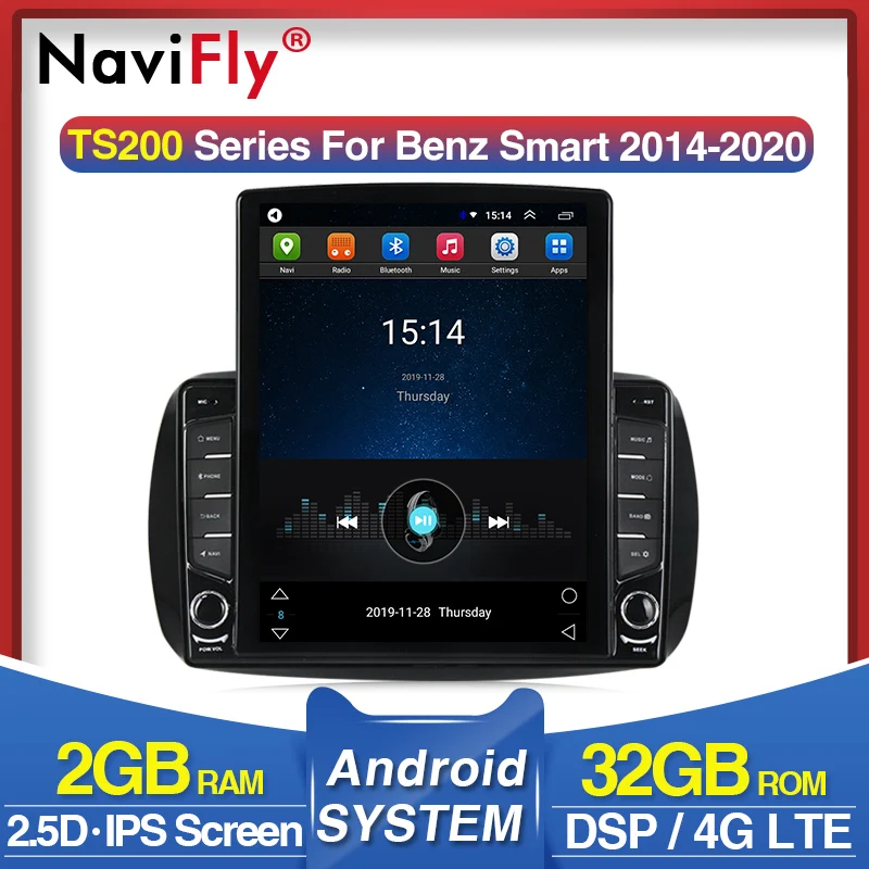 4G ips DSP 9 7 &quotAndroid 0 для Mercedes Smart Fortwo 2015 2016 2017 2018 автомобильное радио аудио