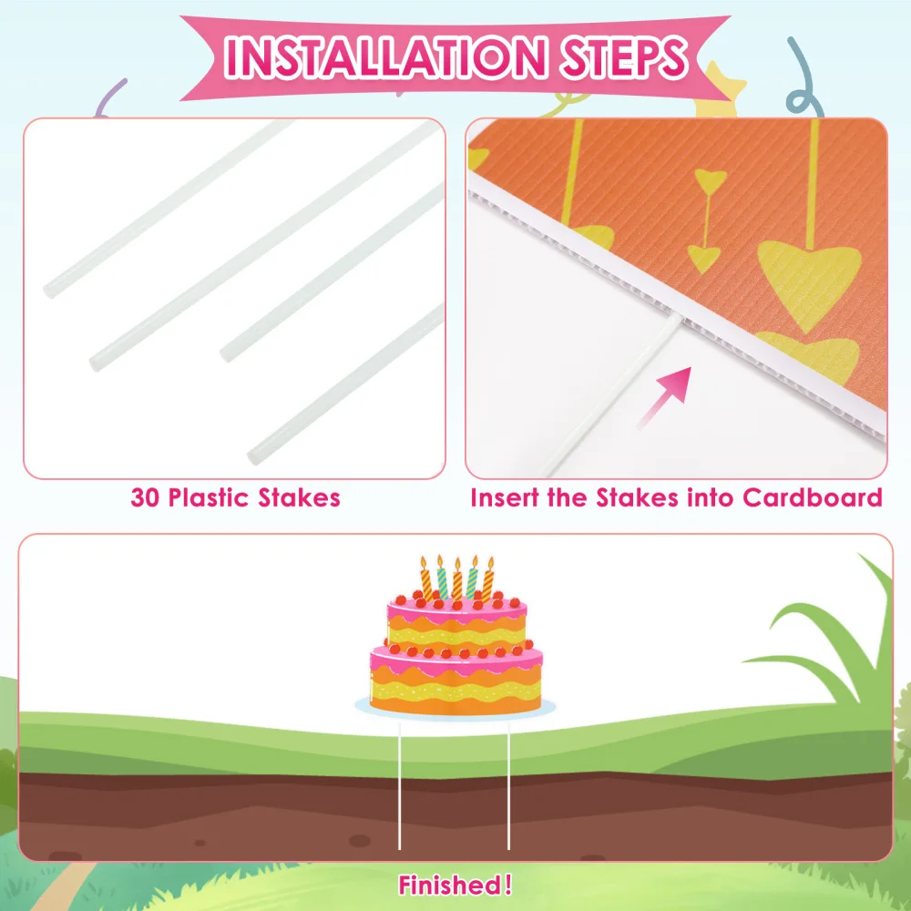 

ABOOFAN 15PCS Outdoor Birthday Yard Sign Letter Lawn Decorations Birthday Parties Supplies