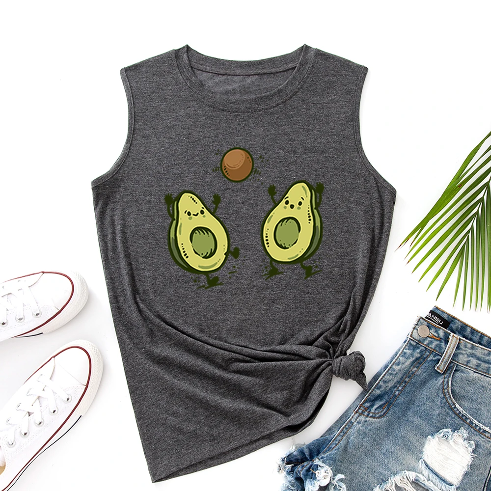 

Avocado Playing Ball Funny Tank Tops Women Vest Tanks Top Summer Shirt Sleeveless T-Shirts Muscle Fitness Tee Shirts Clothes