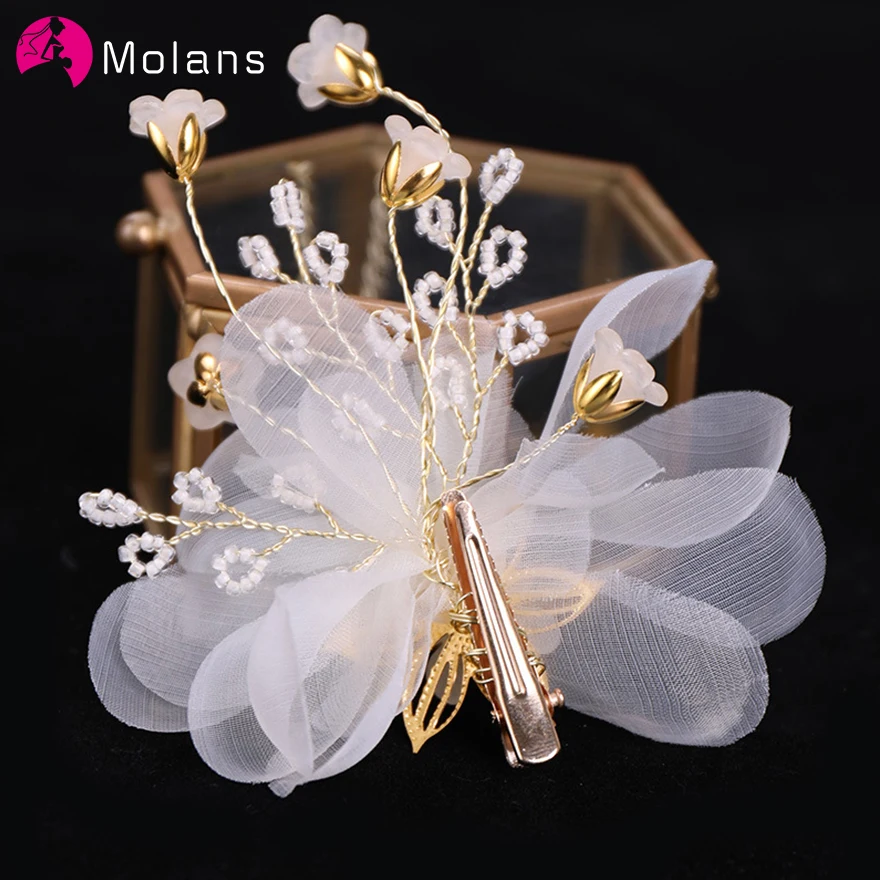 MOLANS пряжа Цветочные Шпильки Свадебные украшения для головы для невесты ручной работы свадебные гребни цветочные жемчужные аксессуары для волос украшения для волос