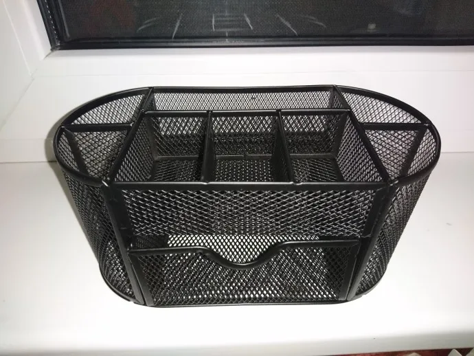 

9 Storage Multi-functional Desk Organizer Mesh Metal Pen Holder Stationery Container Box Office School Supplies Caddy Black