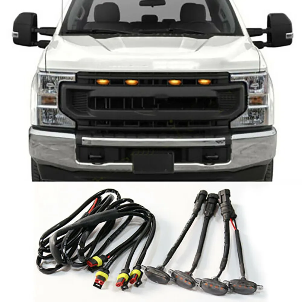 

Trim Grille DRL Running Lights Yellow LED Smoked Lens 3000k ABS Plastic DRL