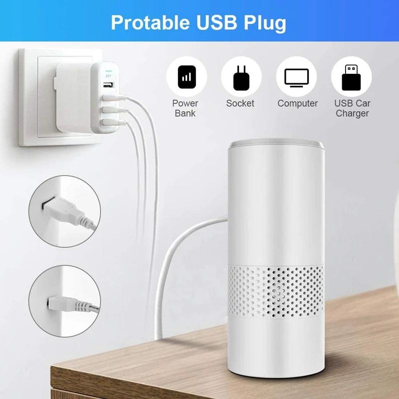 

Air Purifiers, Portable True HEPA Air Purifier Low Noise Air Purifiers for Car Home USB Air Cleaner with Night Light