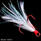 Рыболовные крючки, 2, 4, 6, 8, 10 #, красные, с пером, для ловли нахлыстом, из высокоуглеродистой стали, острые Крючки с зазубринами, SZ011, 20 шт.