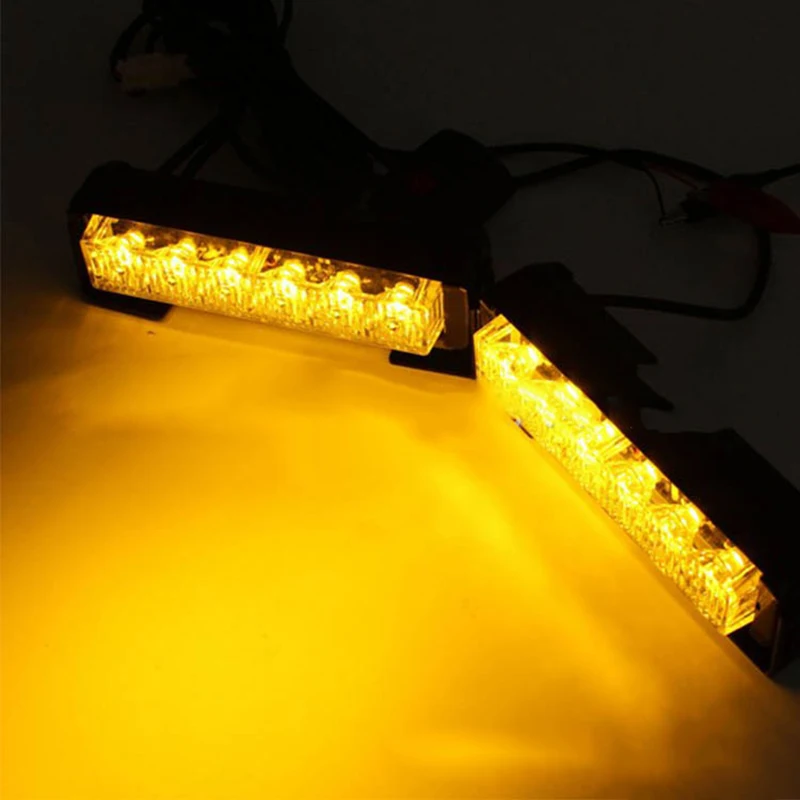2X 6 LED Police Emergency Roof Grille Lamp Strobe Warning Bar Trailer Marker Daytime Running Lights Control Amber Yellow | Автомобили и