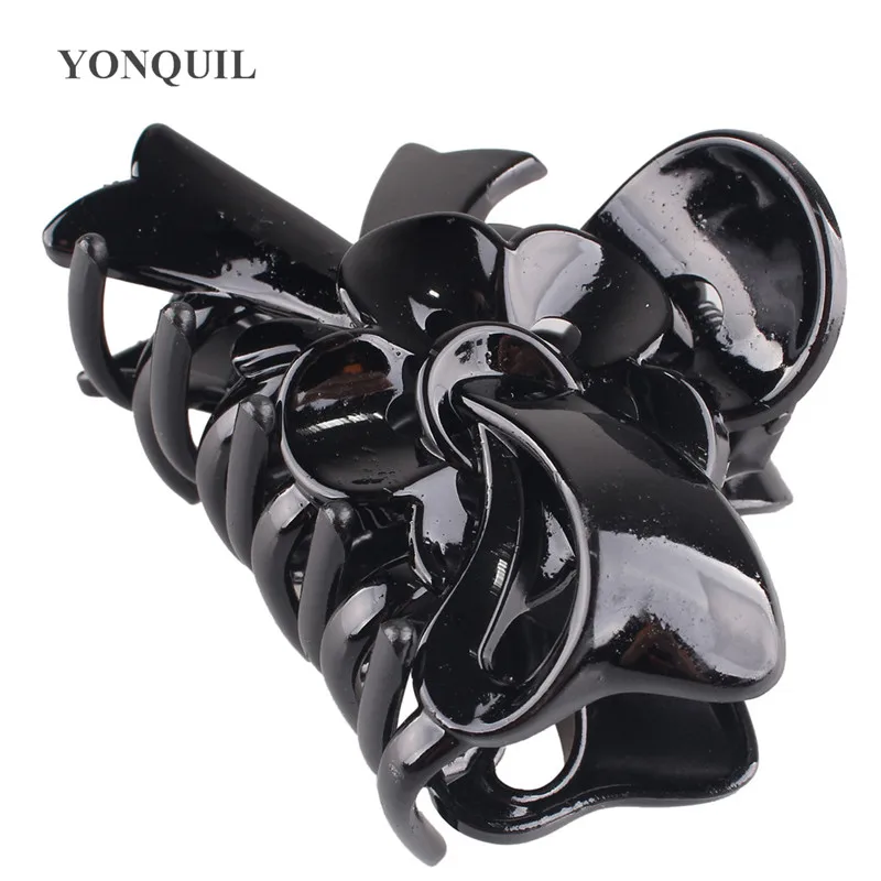 

24PCS/LOT Women 9CM Plastic Hair Jaw Clip Fashion Hair Claw Black ladies Accessories For Female Bow Hair Crab Grip Clamp SYHC38