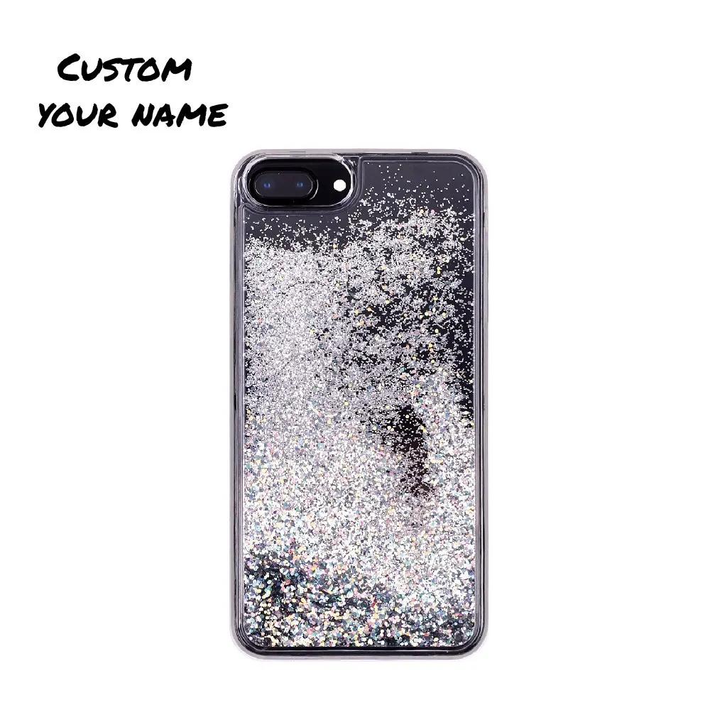 Silver Glitter Индивидуальный блестящий чехол для телефона, персонализированное название, Шикарный чехол с кристаллами для iPhone 11 Pro 6S 7Plus 8Plus 7 8 XR X XS Max - Цвет: Silver Glitter