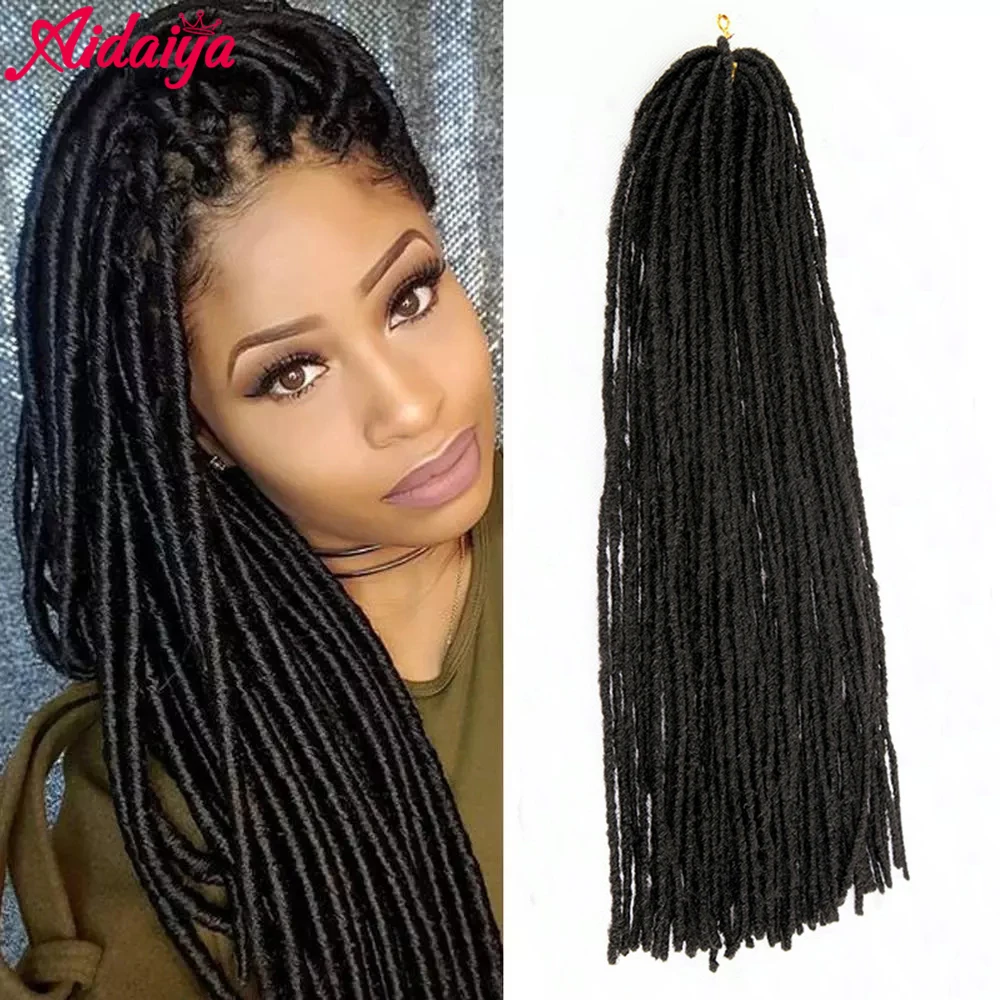

Aidaiya искусственные локоны в стиле crochet hair 1B дреды синтетические вязаные крючком плетеные волосы Nuatral цветные искусственные лоскуты плетение...
