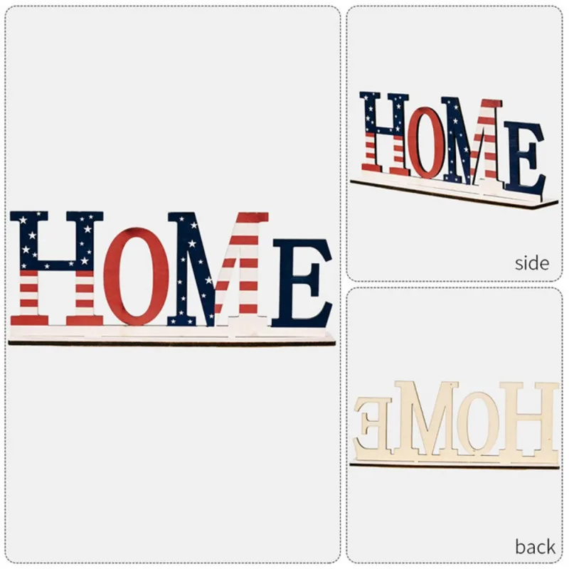 

HELLO HOME US Independence Day National Day Creative Wooden Ornament Indoor Decor Wood Letter Decoration