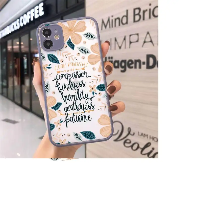 

Bib Quotes Phone Cases Matte transparent For Gray iPhone 12 Mini 11 Pro XR XS Max 7 8 Plus X Back Cover
