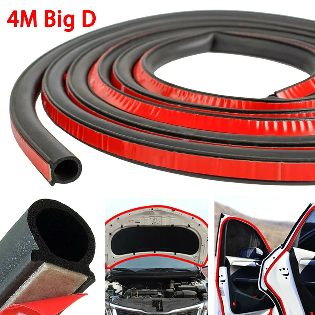 4M Car Door Seal Strip Rubber Trunk Hood Edge Insulation Trim Sloping D-Shaped Anti-friction | Автомобили и мотоциклы