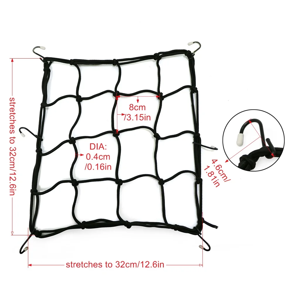 

Universal Motorcycle 6 Hooks Luggage Net Bike Hold down Fuel Tank Luggage Mesh Web Bungee Black Helmet Bike Tank Car styling