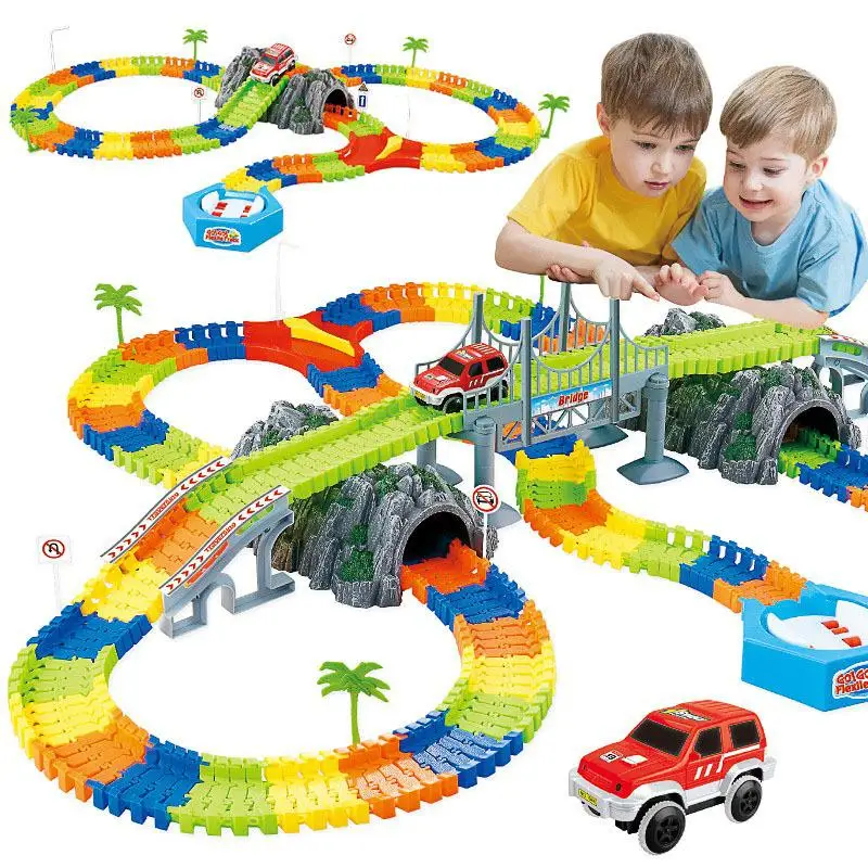 Электрическая железнодорожный поезд игрушки костюм DIY Autorama цепи Voiture парковка