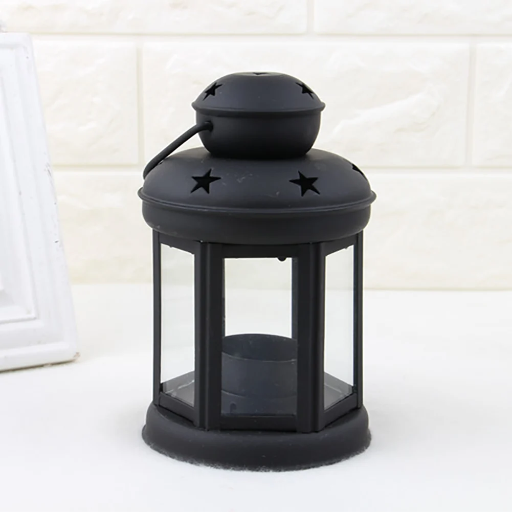 

Stars Windproof Wind Lamp Iron Structure Portable Top Handle Wedding Candle Holder Ornament Hollowed Hotel Dinner Home Decor