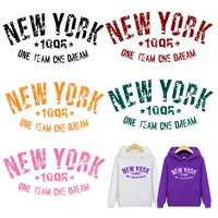 new york letters heat transfer vinyl thermo stickers on clothes black white patch iron on transfers for clothing t shirt stripes
