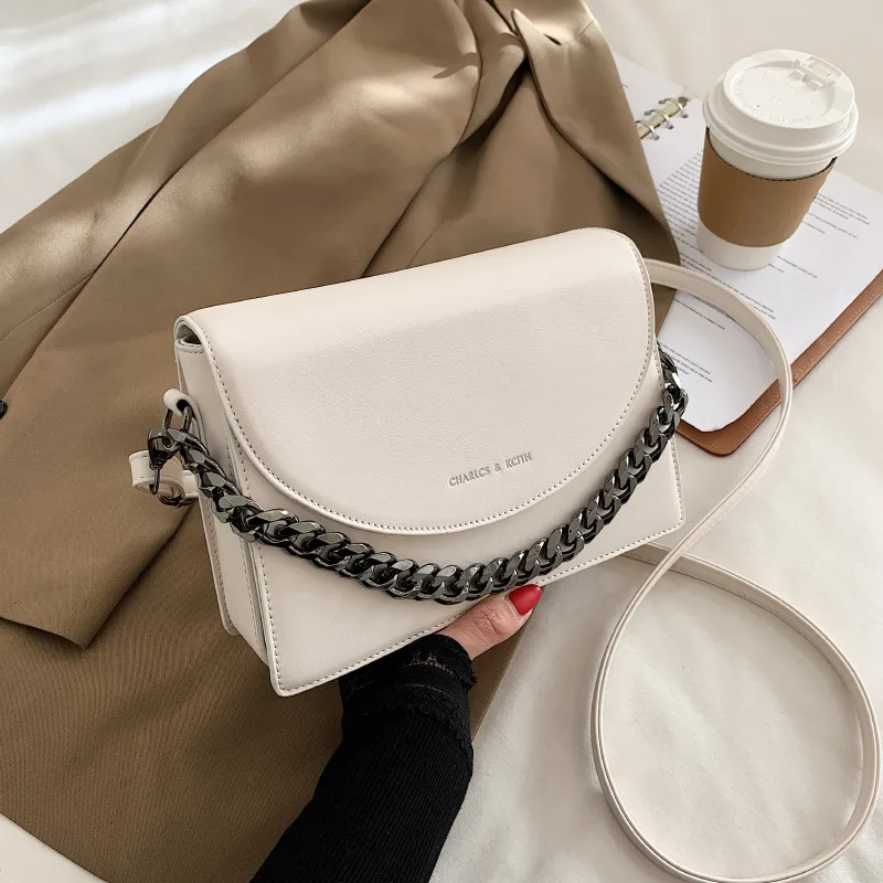 

Crossbody Bags For Women Fashion Flap Wide Strap PU Leather Ladies Small Simple Shoulder Bag Purses And Handbags Luxury Designer