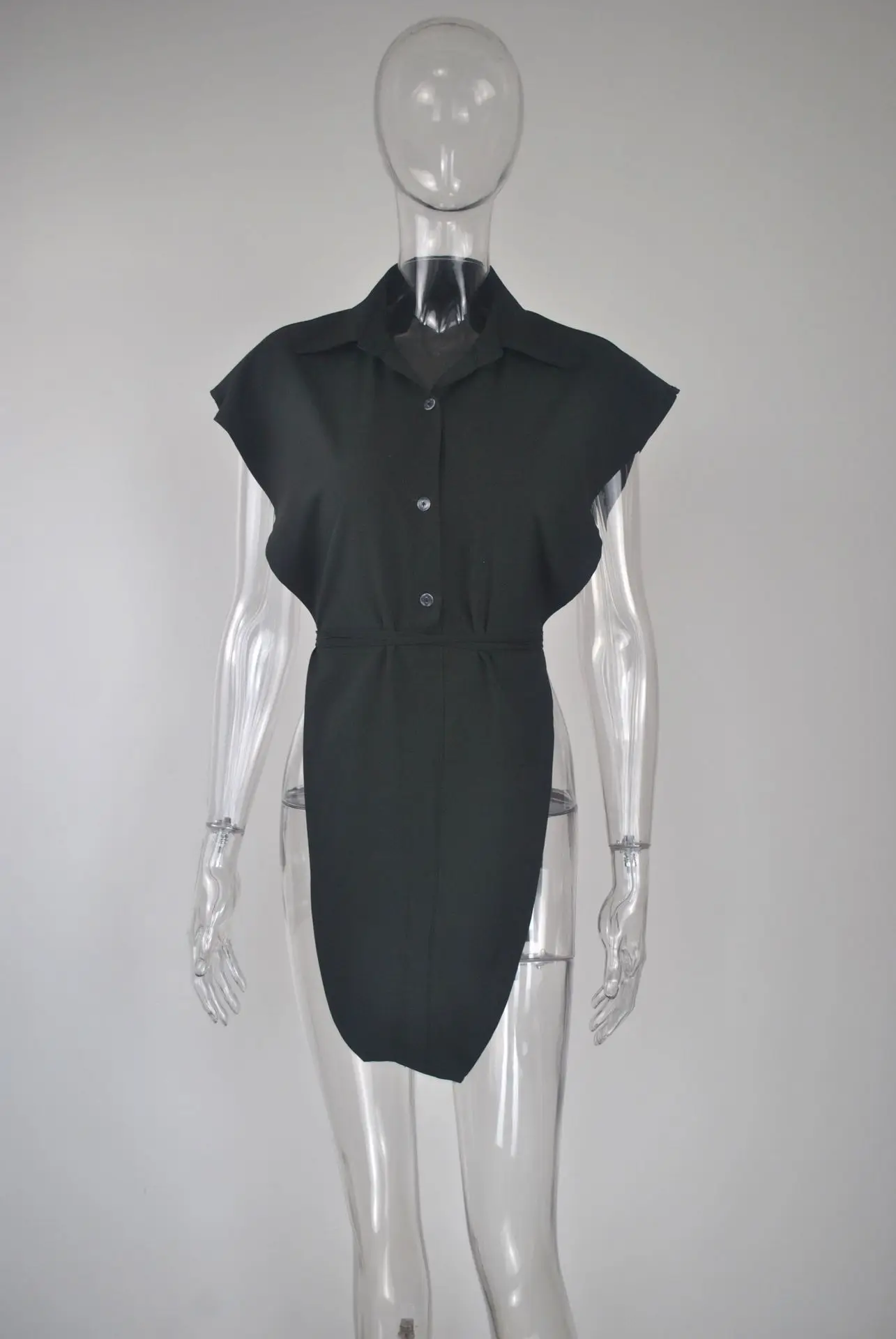 Женская однотонная офисная футболка без рукавов с V-образным вырезом лето 2021 |