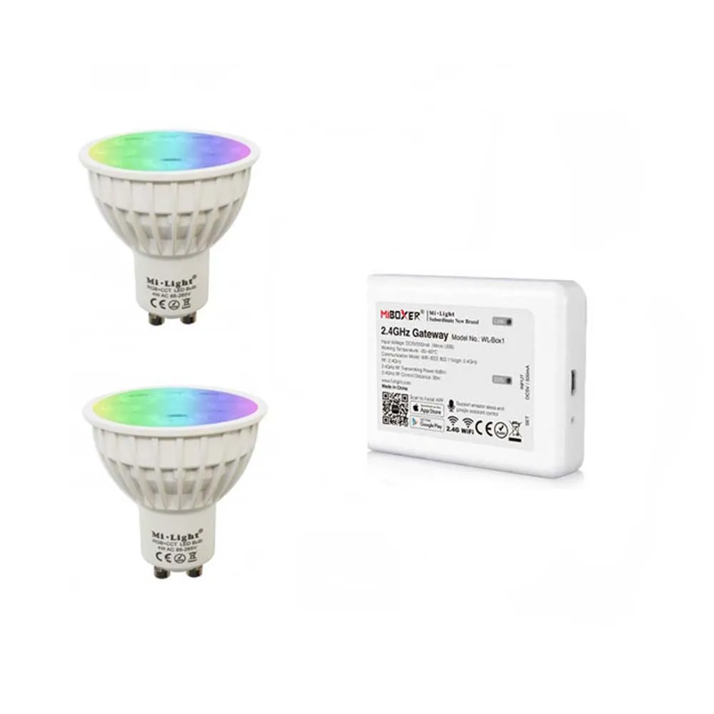 MiLight 4W GU10 Led Lamp RGB+CCT led bulb+IBX2(USB)RF Remote wifi Spotlight Light Dimmable light AC85-265V Free Shipping | Освещение