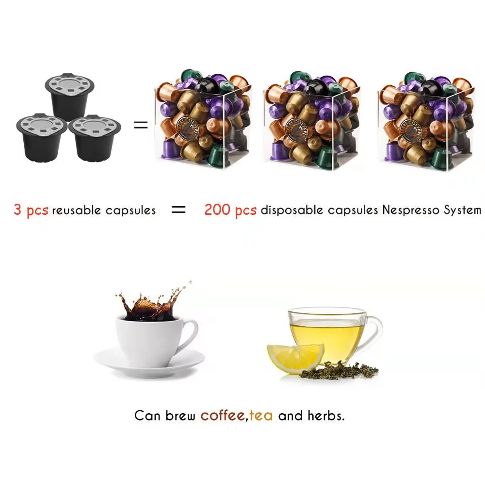 

reusable nespresso 3pcs upgraded version with a good filtration effect,a rich fat and a delicate appearance nespresso capsule