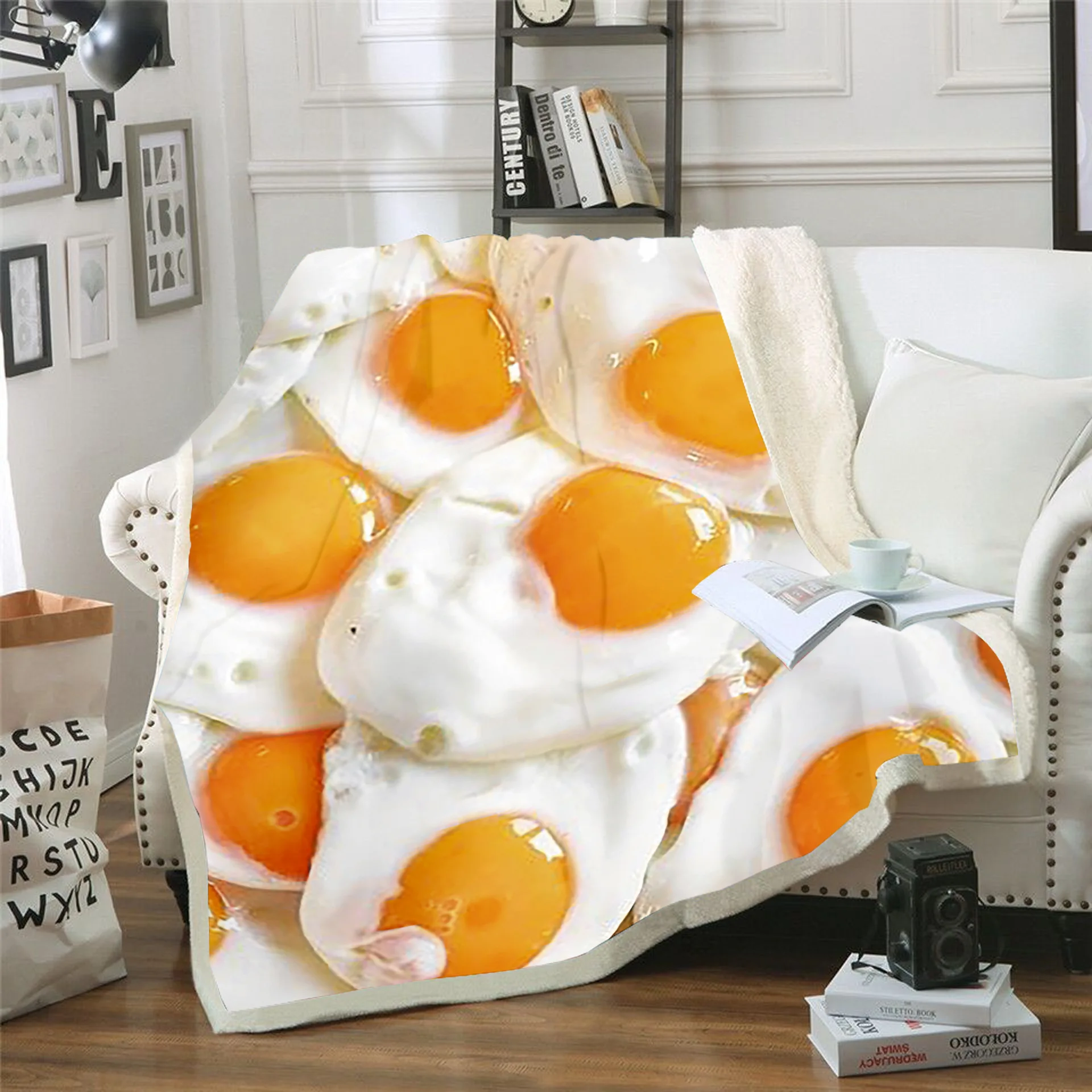 

Фланелевое Одеяло для кровати, одеяло с мультяшным принтом в виде яиц, теплое Клетчатое одеяло на диван, Походное одеяло для сна