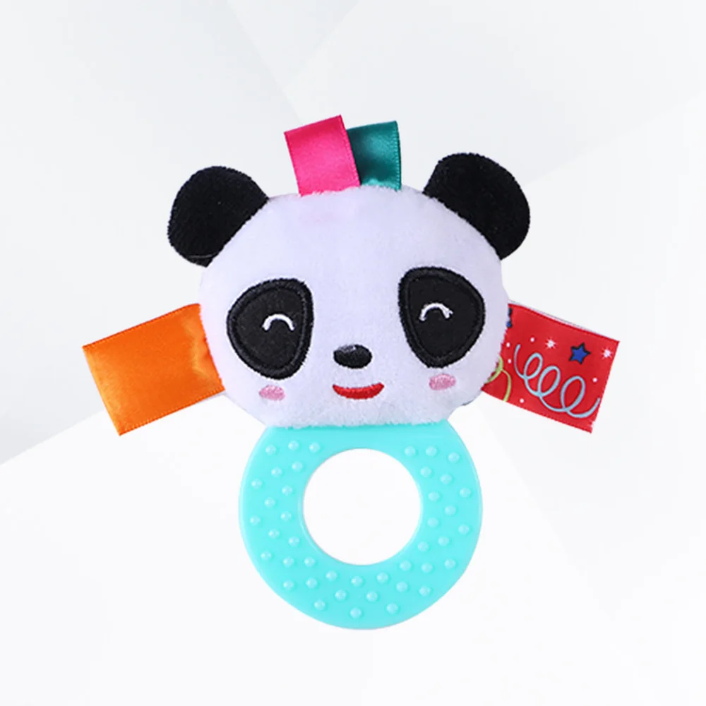 

Plush Cartoon Animal Doll Panda Hand Stick Baby Children's Gift Cartoon Teether Plush Ring Rattle
