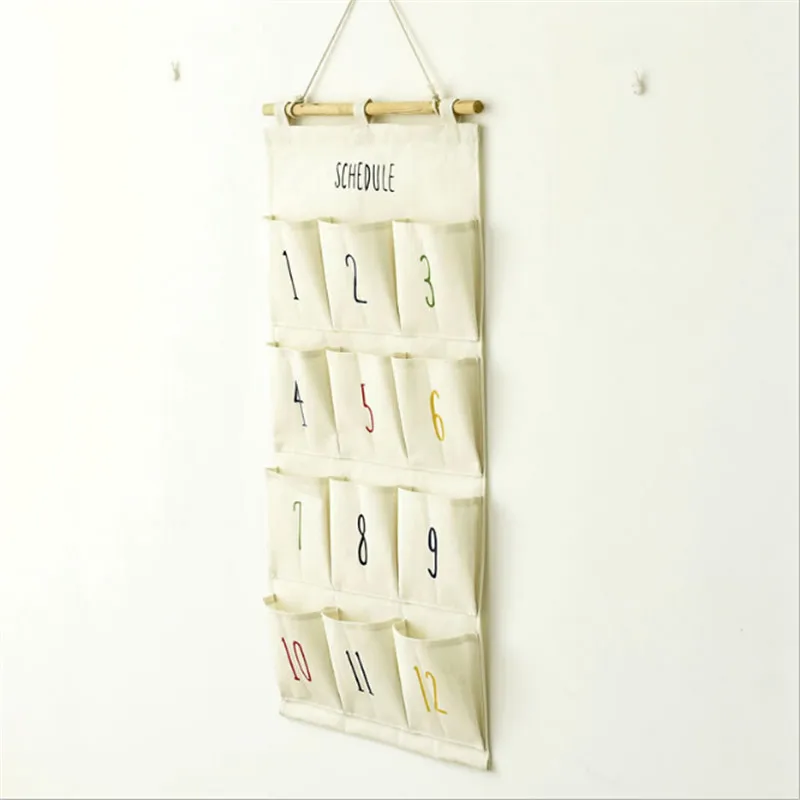 Джутовый Органайзер с надписью 12 карманов | Дом и сад