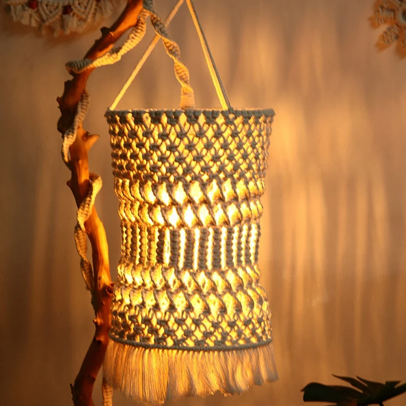 

Bohemian Hand-Woven Tassel Lampshade,Ceiling Chandelier Lampshade,Home Decor with Tassel Decoration Lampshade
