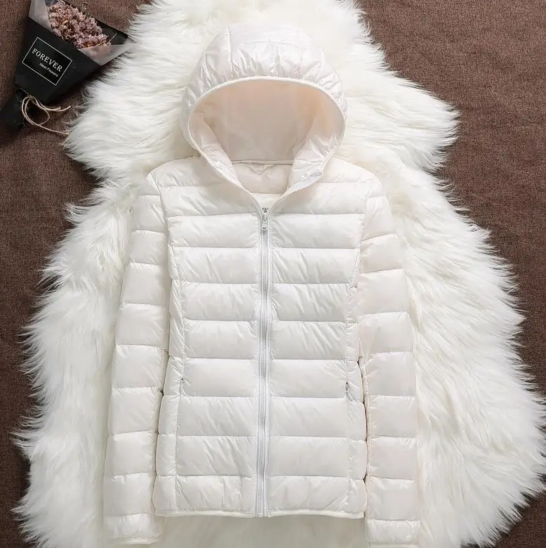white Hooded Зимняя женская Ультралегкая пуховая куртка с капюшоном, парка с белым утиным пухом, плюс размер 4XL, теплое пальто парка, Женская водонепроницаемая верхняя одежда - Цвет: white Hooded